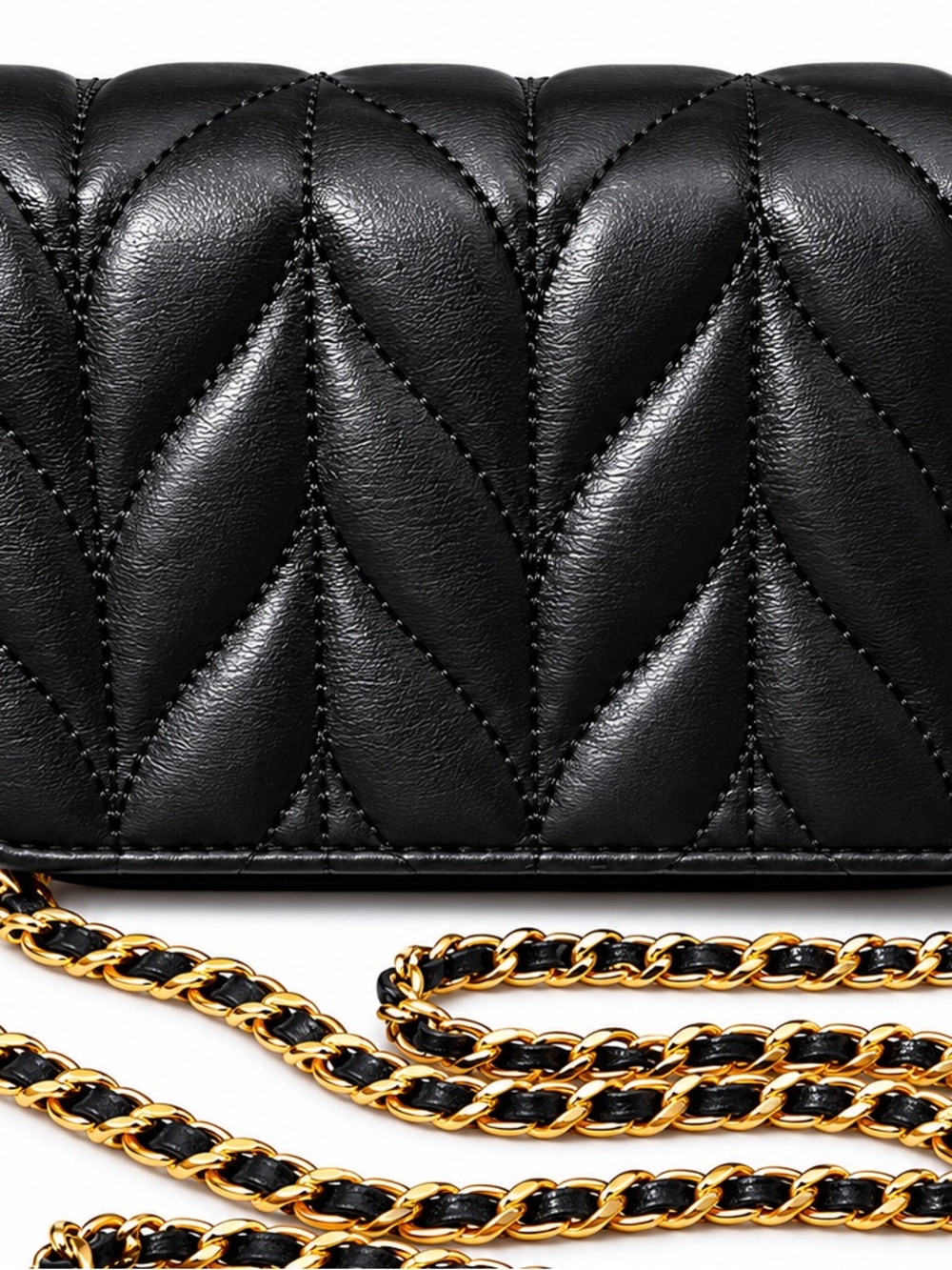 NWT Bebe Black Quilted Crossbody Bag Gold Chain Glam Purse - Picture 2 of 5